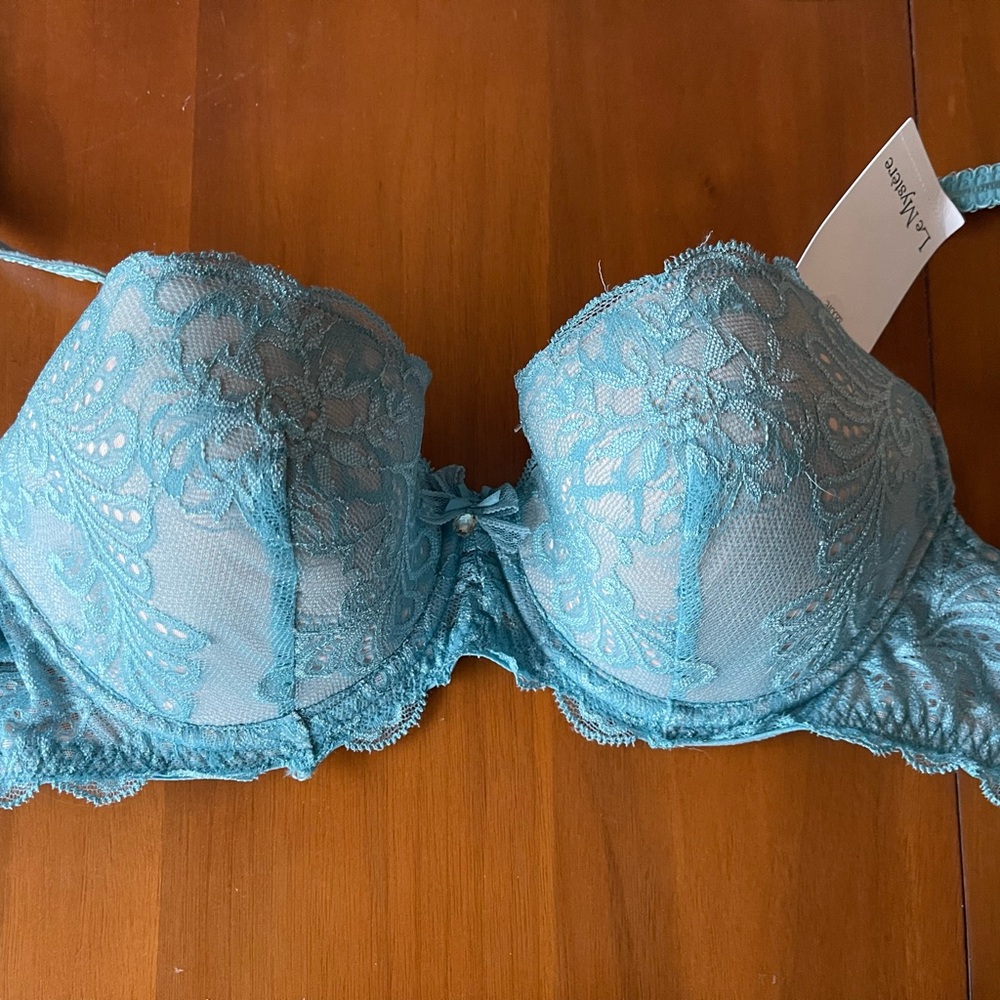 Le Mystere ‘Sophia’ Lace T-Shirt Bra in Waterfall Blue - 32DD - NWT - Picture 4 of 8